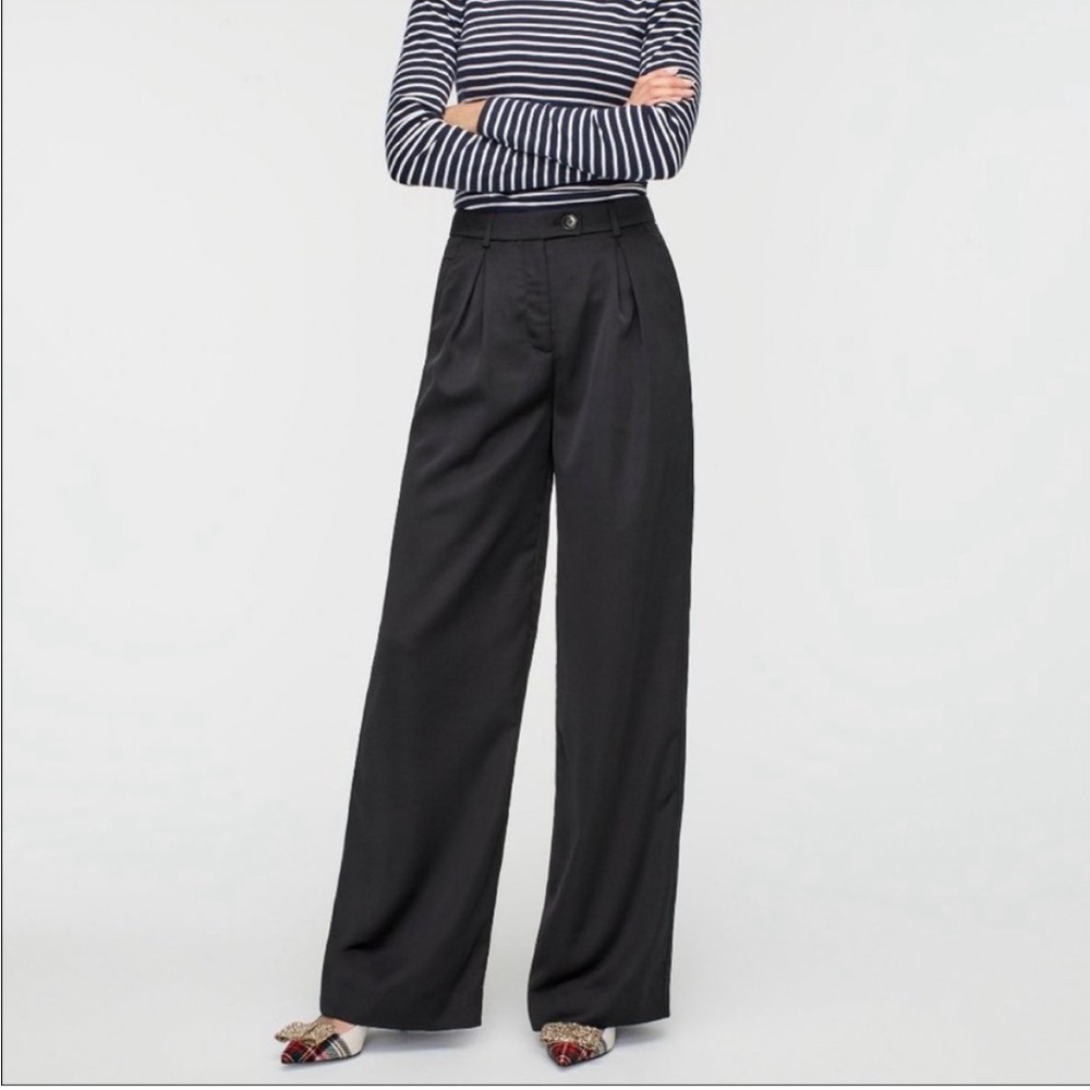 J.Crew Collection high-rise wide-leg pant in satin-backed crepe